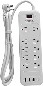 Supresor De Picos Vica C/ 10 Tomas,3 Ptos Usb-a,y 1 Pto Usb-c (ex 9p), Vica